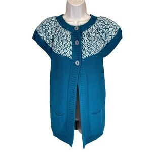 Vintage cottagecore knit sweater cardigan cap sleeves women’s small
